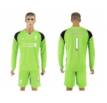 Liverpool #1 Karius Green Goalkeeper Long Sleeves Soccer Club Jersey