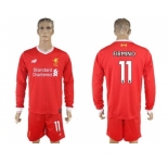 Liverpool #11 Firmino Home Long Sleeves Soccer Club Jersey
