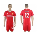 Liverpool #12 Gomez Red Home Soccer Club Jersey