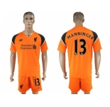 Liverpool #13 Manninger Orange Goalkeeper Soccer Club Jersey