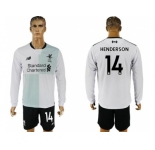 Liverpool #14 Henderson Away Long Sleeves Soccer Club Jersey