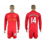 Liverpool #14 Henderson Home Long Sleeves Soccer Club Jersey1