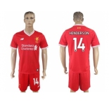 Liverpool #14 Henderson Red Home Soccer Club Jersey