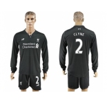 Liverpool #2 Clyne Away Long Sleeves Soccer Club Jersey1