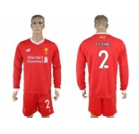Liverpool #2 Clyne Home Long Sleeves Soccer Club Jersey