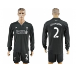 Liverpool #2 Johnson Away Long Sleeves Soccer Club Jersey