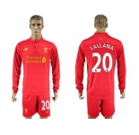 Liverpool #20 Lallana Home Long Sleeves Soccer Club Jersey1
