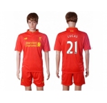 Liverpool #21 Lucas Red Home Soccer Club Jersey1