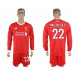 Liverpool #22 Mignolet Home Long Sleeves Soccer Club Jersey