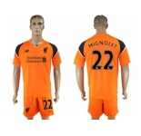 Liverpool #22 Mignolet Orange Goalkeeper Soccer Club Jersey