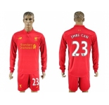 Liverpool #23 Emre Can Home Long Sleeves Soccer Club Jersey1