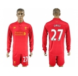 Liverpool #27 Origi Home Long Sleeves Soccer Club Jersey1