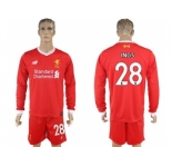 Liverpool #28 INGS Home Long Sleeves Soccer Club Jersey