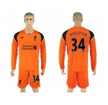 Liverpool #34 Bogdan Orange Goalkeeper Long Sleeves Soccer Club Jersey