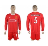 Liverpool #5 Wijnaldum Home Long Sleeves Soccer Club Jersey