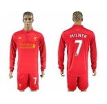 Liverpool #7 Milner Home Long Sleeves Soccer Club Jersey1