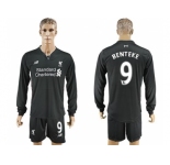 Liverpool #9 Benteke Away Long Sleeves Soccer Club Jersey