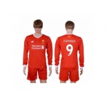 Liverpool #9 Firmino Home Long Sleeves Soccer Club Jersey