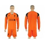 Liverpool Blank Orange Goalkeeper Long Sleeves Soccer Club Jersey