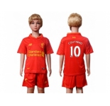 Liverpool #10 Coutinho Red Home Kid Soccer Club Jersey2