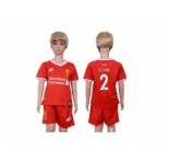 Liverpool #2 Clyne Red Home Kid Soccer Club Jersey