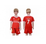 Liverpool #7 Milner Red Home Kid Soccer Club Jersey