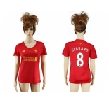 Women's Liverpool #8 Gerrard Red Home Soccer Club Jersey