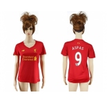 Women's Liverpool #9 Aspas Red Home Soccer Club Jersey