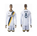 Los Angeles Galaxy #8 GERRARD White Home Long Sleeves Soccer Club Jersey