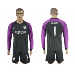 Manchester City #1 Hart Black Goalkeeper Long Sleeves Soccer Club Jersey