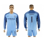 Manchester City #1 Hart Home Long Sleeves Soccer Club Jersey