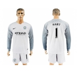 Manchester City #1 Hart White Goalkeeper Long Sleeves Soccer Club Jersey