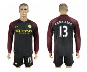 Manchester City #13 Caballero Away Long Sleeves Soccer Club Jersey