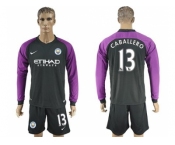 Manchester City #13 Caballero Black Goalkeeper Long Sleeves Soccer Club Jersey