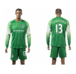 Manchester City #13 Caballero Green Goalkeeper Long Sleeves Soccer Club Jersey