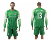 Manchester City #13 Caballero Green Goalkeeper Long Sleeves Soccer Club Jersey