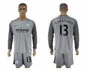 Manchester City #13 Caballero Grey Goalkeeper Long Sleeves Soccer Club Jersey