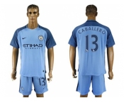 Manchester City #13 Caballero Home Soccer Club Jersey1