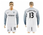 Manchester City #13 Caballero White Goalkeeper Long Sleeves Soccer Club Jersey