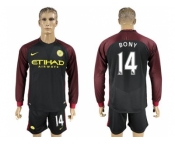 Manchester City #14 Bony Away Long Sleeves Soccer Club Jersey