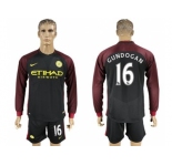 Manchester City #16 Gundogan Away Long Sleeves Soccer Club Jersey