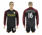 Manchester City #16 Gundogan Away Long Sleeves Soccer Club Jersey