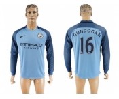 Manchester City #16 Gundogan Home Long Sleeves Soccer Club Jersey1