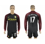 Manchester City #17 De Bruyne Away Long Sleeves Soccer Club Jersey