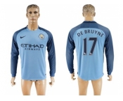 Manchester City #17 De Bruyne Home Long Sleeves Soccer Club Jersey1