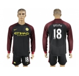 Manchester City #18 Delph Away Long Sleeves Soccer Club Jersey