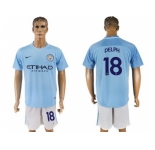 Manchester City #18 Delph Home Soccer Club Jersey