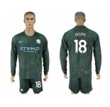 Manchester City #18 Delph Sec Away Long Sleeves Soccer Club Jersey