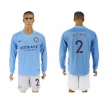 Manchester City #2 Walker Home Long Sleeves Soccer Club Jersey