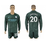 Manchester City #20 Bernardo Sec Away Long Sleeves Soccer Club Jersey